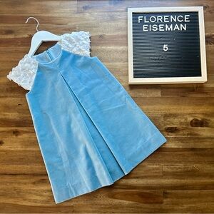 Florence Eiseman Blue Velvet Dress with Lace Sequin Short Sleeve Dress Preppy 5